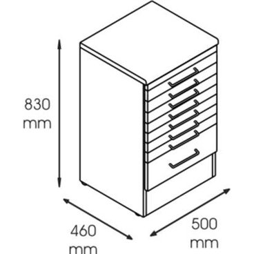 Dulap metalic cabinet medical/stomatologic cu 8 sertare, 500x460x830 mm