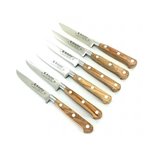 Set 6 cutite friptura, lungime 10cm, maner din lemn de maslin, Sabatier Authentique - Olive.