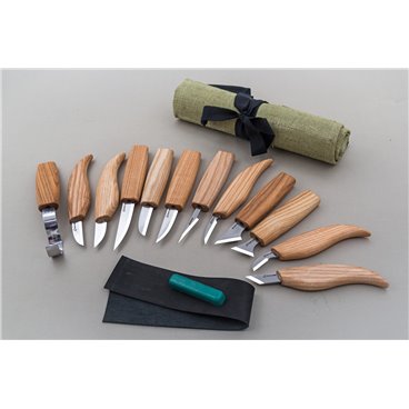 S10 Set de 12 cutite pentru sculptura/cioplit in lemn BeaverCraft