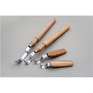 S11 Set 4 cutite cu carlig de sculptura/cioplit BeaverCraft