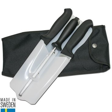 Set negru cutite de macelarit vanat Morakniv Suedia.