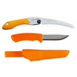 CBS124 Set Cutit Bushcraft Orange Si Fierastrau pliabil bushcraft/camping Silky Pocketboy curbat 170mm cu 8dinti/30mm