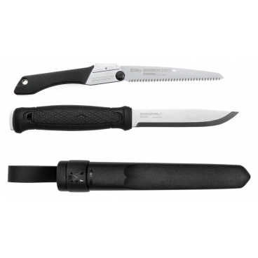 CBS142 Set Cutit Mora Garberg INOX Si Fierastrau pliabil bushcraft/camping Silky Gomboy 210mm cu 10dinti/30mm