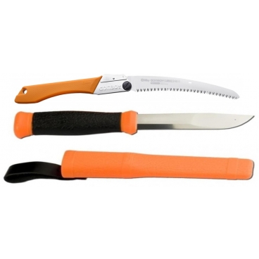 CBS148 Set Cutit Morakniv 2000, portocaliu Si Fierastrau pliabil bushcraft/camping Silky Gomboy curbat 240mm cu 8dinti/30mm