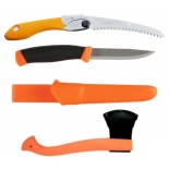 CBS155 Set Cutit Heavy Duty ORANGE, Fierastrau Silky Pocketboy curbat 170mm cu 8dinti/30mm si Topor portocaliu