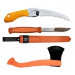 CBS157 Set Cutit Morakniv Kansbol ORANGE, Fierastrau Silky Pocketboy curbat 170mm cu 8dinti/30mm si Topor portocaliu