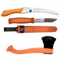 CBS167 Set Cutit Morakniv Kansbol ORANGE, Fierastrau, Silky Gomboy curbat 210mm cu 8dinti/30mm si Topor portocaliu