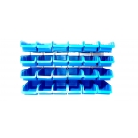 Panou metalic orizontal cu 24 cutii organizare albastre, 630x380x15 mm 