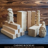 Set 5 blocuri din lemn de paltin pentru cioplit