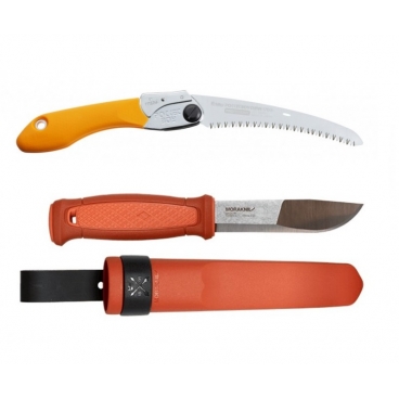 CBS127.1 Set Cutit Morakniv Kansbol ORANGE Si Fierastrau pliabil bushcraft/camping Silky Pocketboy curbat 170mm cu 8dinti/30mm